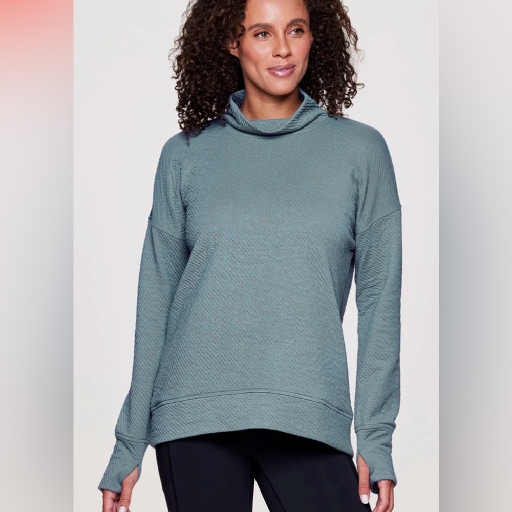 RBX Textured Turtleneck Sweater in Slate Green